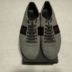 Authentic Gucci Men's Bambi Web Glitter Sneakers